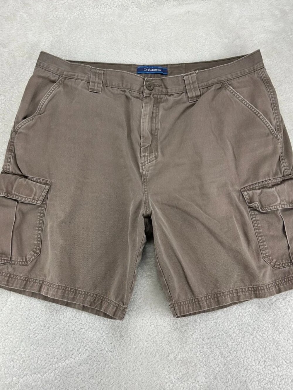 Croft & Barrow Cargo 9" Shorts Mens W40 Gray Flat Front Utility Everyday‎ Wear